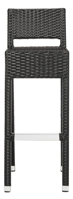 Safavieh LANDRY Barstool - Modern Indoor/Outdoor Seating with Stylish Wicker Design and Durable Metal Accents Black FOX5212A