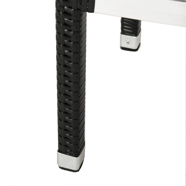 Safavieh LANDRY Barstool - Modern Indoor/Outdoor Seating with Stylish Wicker Design and Durable Metal Accents Black FOX5212A