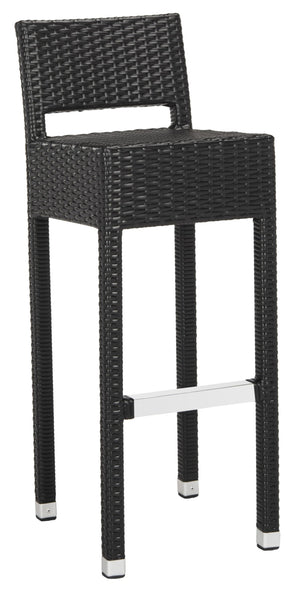 Safavieh LANDRY Barstool - Modern Indoor/Outdoor Seating with Stylish Wicker Design and Durable Metal Accents Black FOX5212A