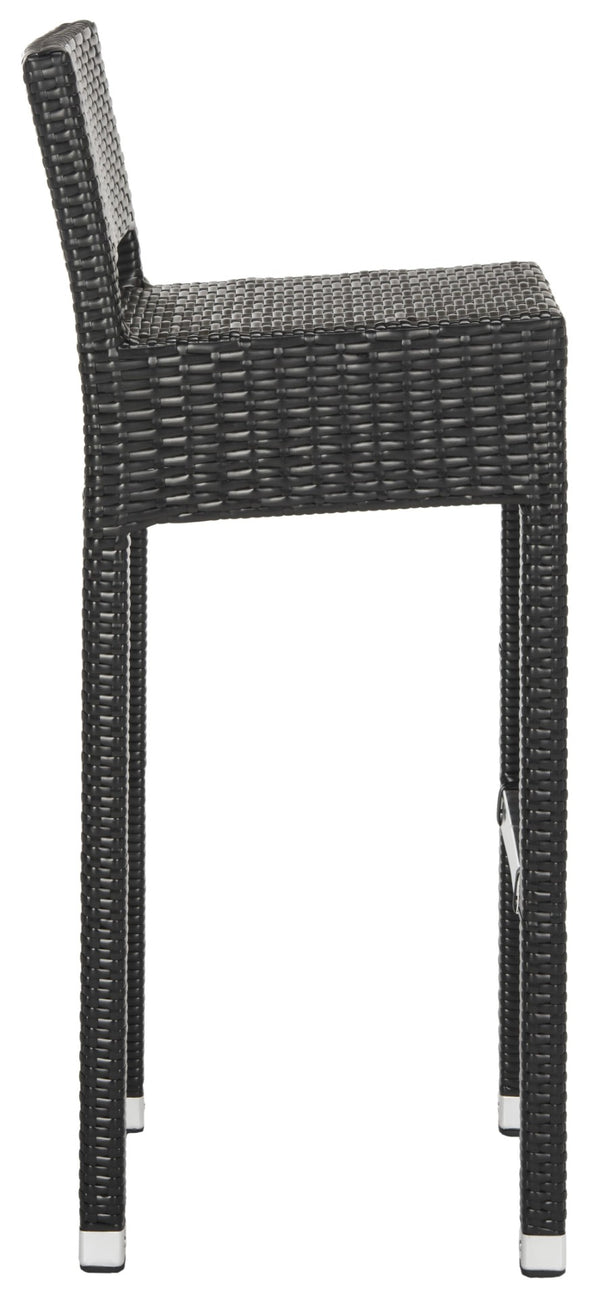 Safavieh LANDRY Barstool - Modern Indoor/Outdoor Seating with Stylish Wicker Design and Durable Metal Accents Black FOX5212A