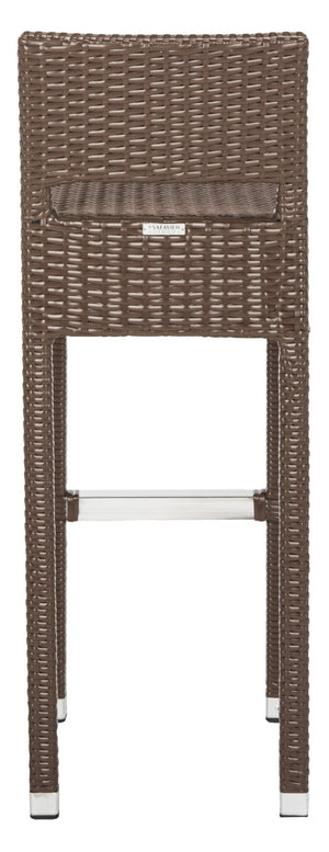 Safavieh LANDRY Barstool - Modern Indoor/Outdoor Seating with Stylish Wicker Design and Durable Metal Accents Brown FOX5212B