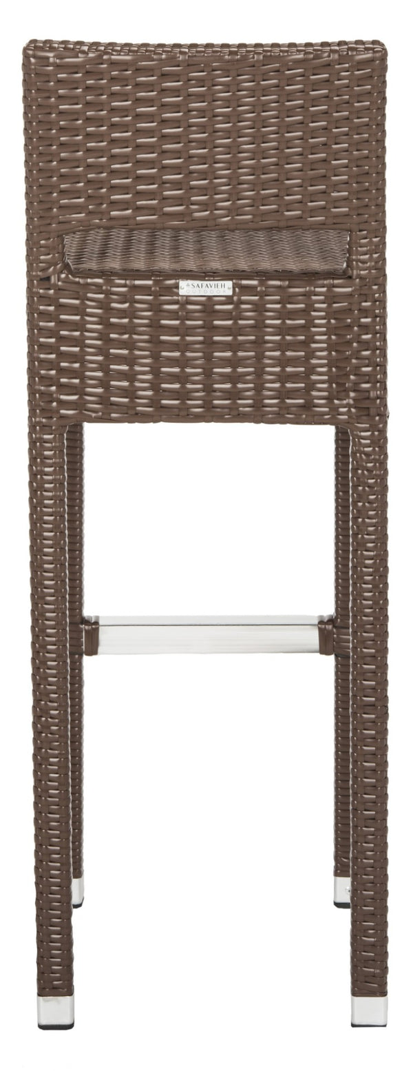 Safavieh LANDRY Barstool - Modern Indoor/Outdoor Seating with Stylish Wicker Design and Durable Metal Accents Brown FOX5212B