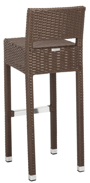 Safavieh LANDRY Barstool - Modern Indoor/Outdoor Seating with Stylish Wicker Design and Durable Metal Accents Brown FOX5212B
