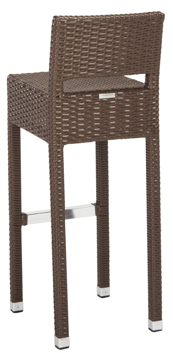 Safavieh LANDRY Barstool - Modern Indoor/Outdoor Seating with Stylish Wicker Design and Durable Metal Accents Brown FOX5212B