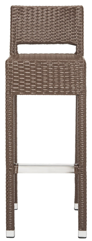 Safavieh LANDRY Barstool - Modern Indoor/Outdoor Seating with Stylish Wicker Design and Durable Metal Accents Brown FOX5212B