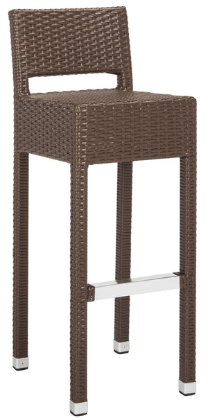 Safavieh LANDRY Barstool - Modern Indoor/Outdoor Seating with Stylish Wicker Design and Durable Metal Accents Brown FOX5212B