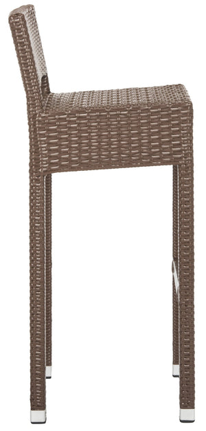 Safavieh LANDRY Barstool - Modern Indoor/Outdoor Seating with Stylish Wicker Design and Durable Metal Accents Brown FOX5212B