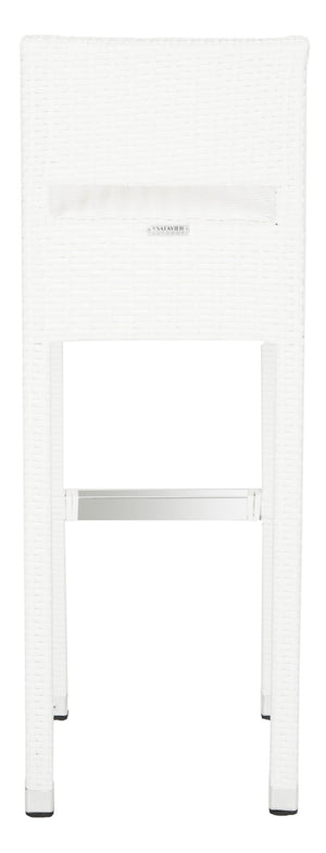 Safavieh LANDRY Barstool - Modern Indoor/Outdoor Seating with Stylish Wicker Design and Durable Metal Accents White FOX5212C