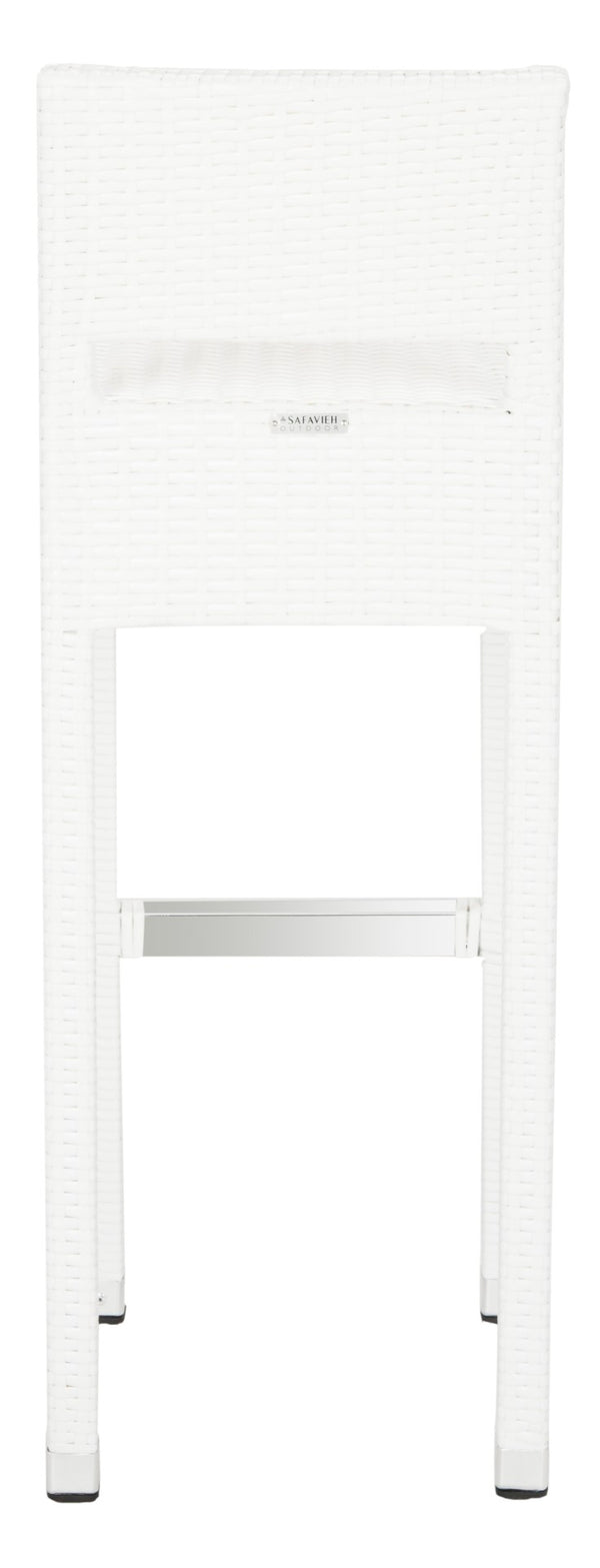 Safavieh LANDRY Barstool - Modern Indoor/Outdoor Seating with Stylish Wicker Design and Durable Metal Accents White FOX5212C