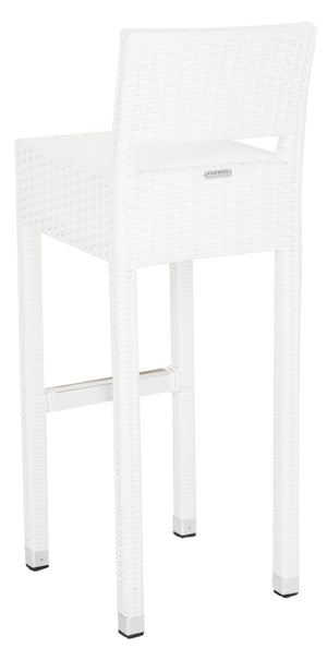 Safavieh LANDRY Barstool - Modern Indoor/Outdoor Seating with Stylish Wicker Design and Durable Metal Accents White FOX5212C
