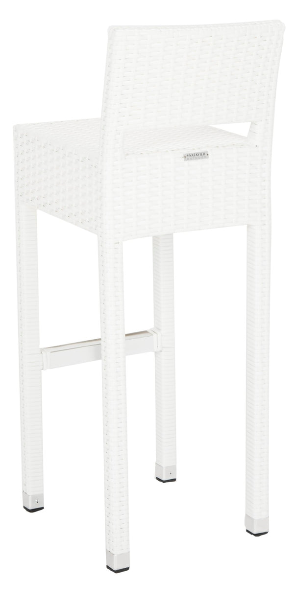 Safavieh LANDRY Barstool - Modern Indoor/Outdoor Seating with Stylish Wicker Design and Durable Metal Accents White FOX5212C