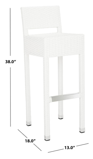 Safavieh LANDRY Barstool - Modern Indoor/Outdoor Seating with Stylish Wicker Design and Durable Metal Accents White FOX5212C