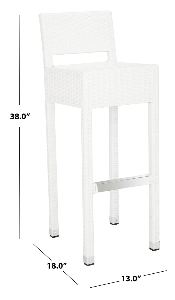 Safavieh LANDRY Barstool - Modern Indoor/Outdoor Seating with Stylish Wicker Design and Durable Metal Accents White FOX5212C