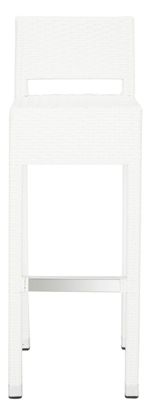 Safavieh LANDRY Barstool - Modern Indoor/Outdoor Seating with Stylish Wicker Design and Durable Metal Accents White FOX5212C