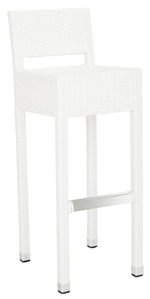 Safavieh LANDRY Barstool - Modern Indoor/Outdoor Seating with Stylish Wicker Design and Durable Metal Accents White FOX5212C