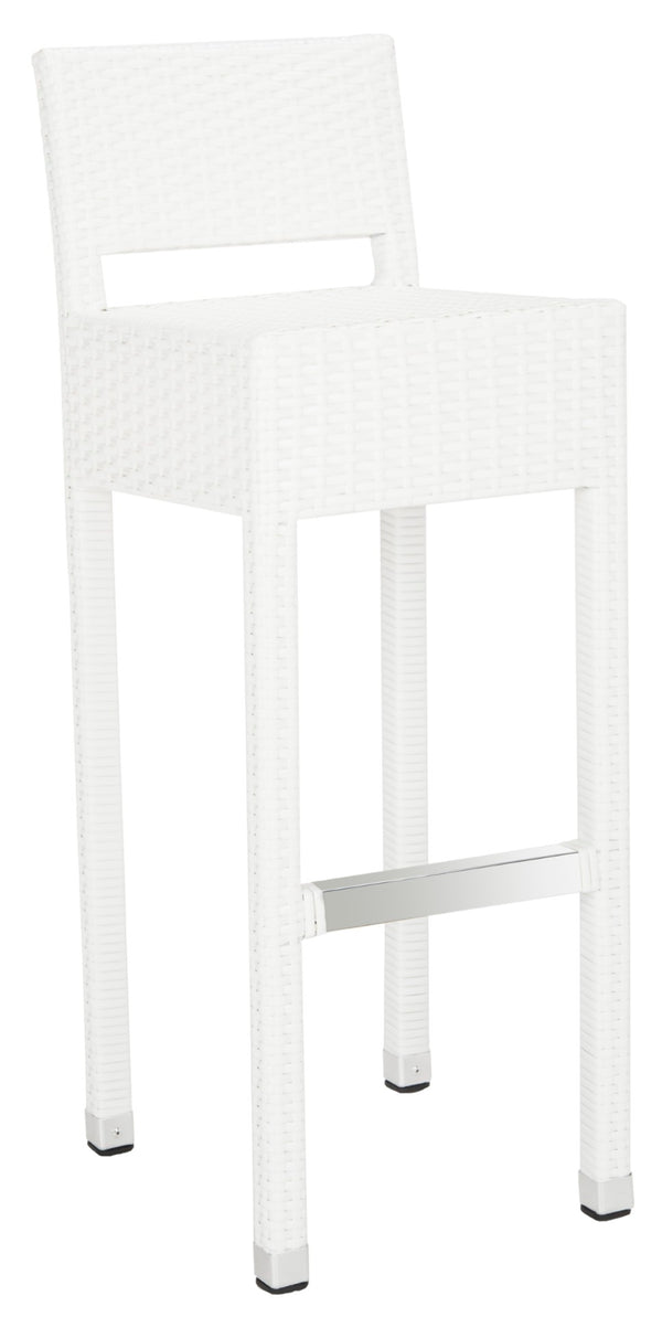 Safavieh LANDRY Barstool - Modern Indoor/Outdoor Seating with Stylish Wicker Design and Durable Metal Accents White FOX5212C