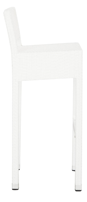 Safavieh LANDRY Barstool - Modern Indoor/Outdoor Seating with Stylish Wicker Design and Durable Metal Accents White FOX5212C