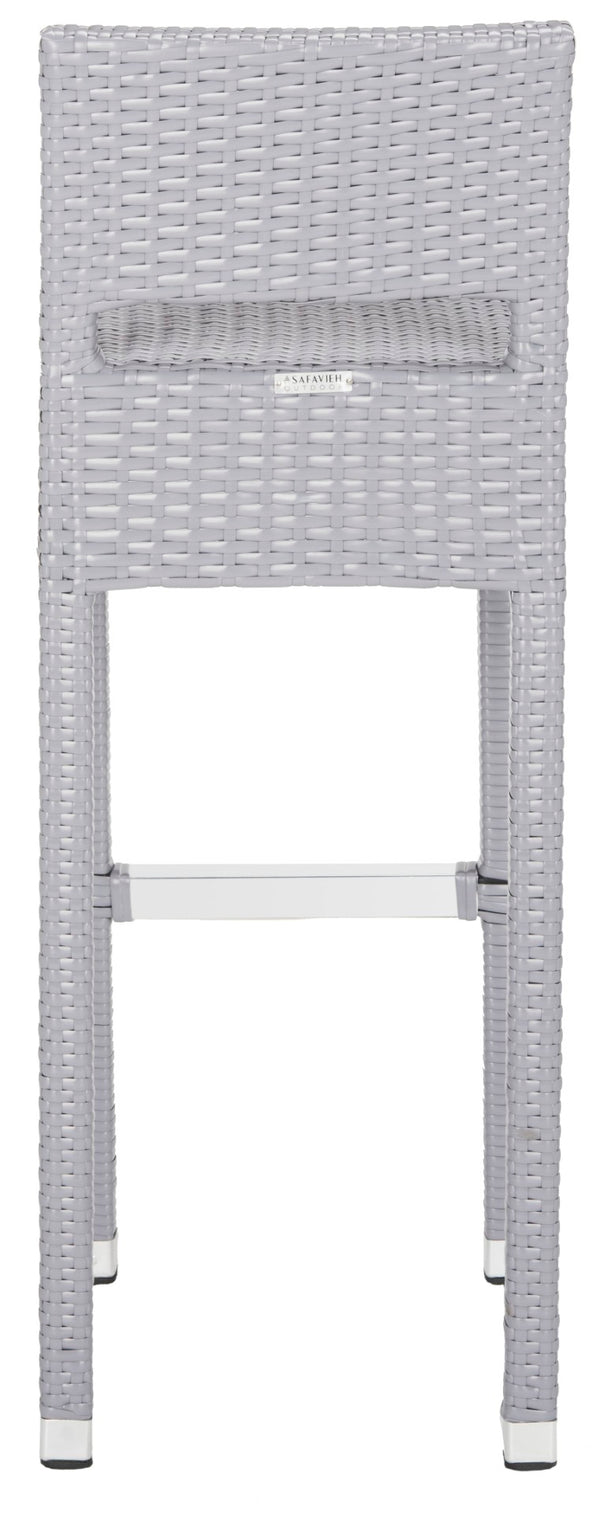 Safavieh LANDRY Barstool - Modern Indoor/Outdoor Seating with Stylish Wicker Design and Durable Metal Accents Grey FOX5212D