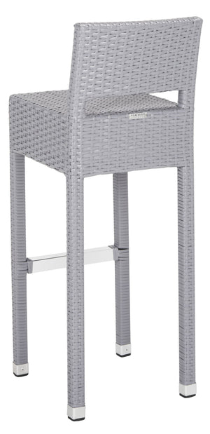 Safavieh LANDRY Barstool - Modern Indoor/Outdoor Seating with Stylish Wicker Design and Durable Metal Accents Grey FOX5212D