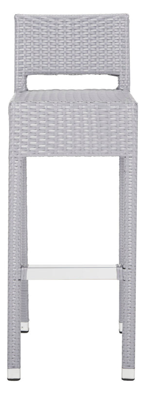 Safavieh LANDRY Barstool - Modern Indoor/Outdoor Seating with Stylish Wicker Design and Durable Metal Accents Grey FOX5212D