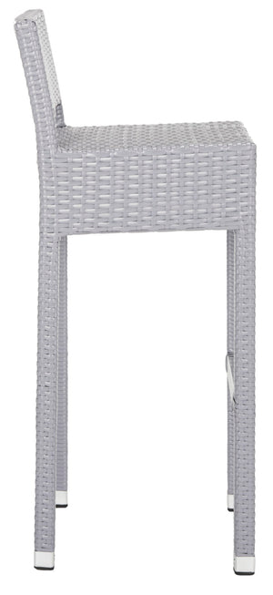Safavieh LANDRY Barstool - Modern Indoor/Outdoor Seating with Stylish Wicker Design and Durable Metal Accents Grey FOX5212D