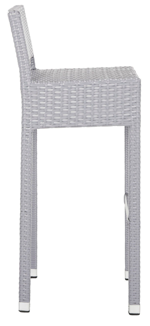 Safavieh LANDRY Barstool - Modern Indoor/Outdoor Seating with Stylish Wicker Design and Durable Metal Accents Grey FOX5212D