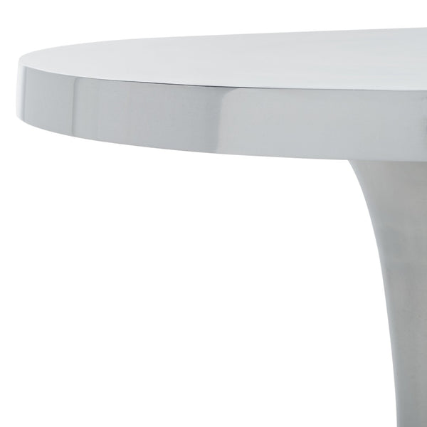 Safavieh Galium Aluminum Round Top Side Table: Modern Minimalist Design For Indoor & Outdoor Elegance Silver FOX5500A