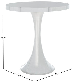 Safavieh Galium Aluminum Round Top Side Table: Modern Minimalist Design For Indoor & Outdoor Elegance Silver FOX5500A