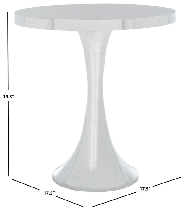 Safavieh Galium Aluminum Round Top Side Table: Modern Minimalist Design For Indoor & Outdoor Elegance Silver FOX5500A