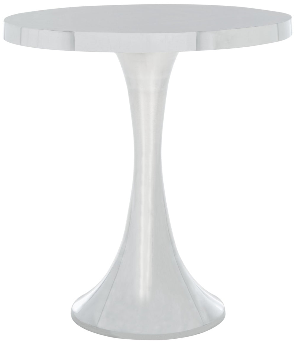 Safavieh Galium Aluminum Round Top Side Table: Modern Minimalist Design For Indoor & Outdoor Elegance Silver FOX5500A
