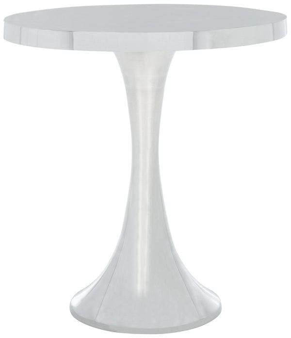 Safavieh Galium Aluminum Round Top Side Table: Modern Minimalist Design For Indoor & Outdoor Elegance Silver FOX5500A
