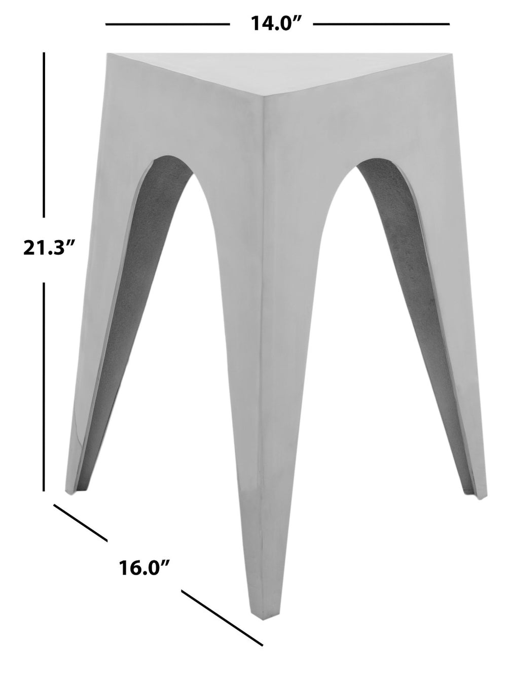 Safavieh Indium Triangle Aluminum Side Table - Modern, Space-Saving Accent For Stylish Living Rooms & More FOX5501A