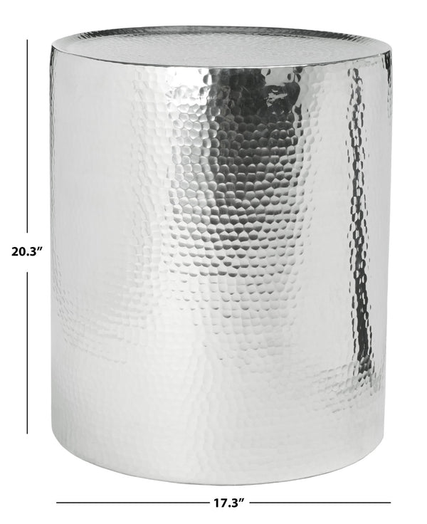Safavieh Polonium Occasional Table - Chic Hammered Accent Piece For Modern Living Spaces And Stylish Decor Silver FOX5502A