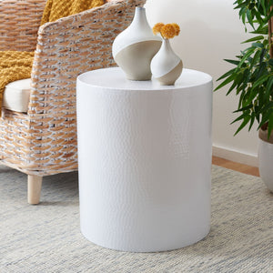Safavieh Polonium Occasional Table - Chic Hammered Accent Piece For Modern Living Spaces And Stylish Decor White FOX5502B