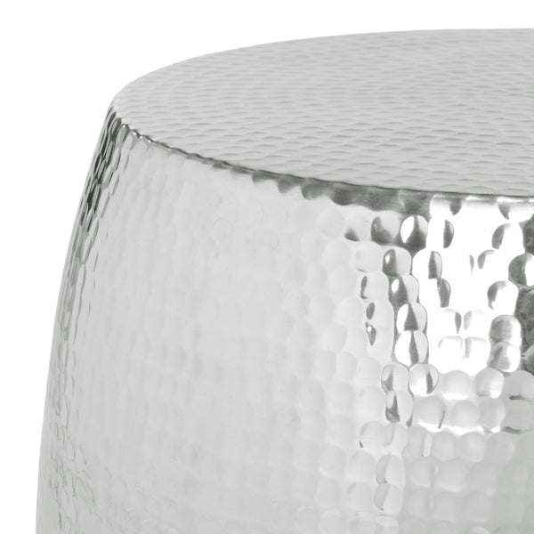 Safavieh Vanadium Round Hammered Stool – Modern Minimalist Accent Table For Stylish Living Spaces & Decor Silver FOX5504A