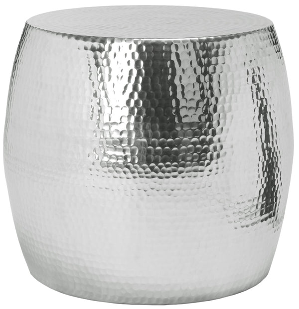 Safavieh Vanadium Round Hammered Stool – Modern Minimalist Accent Table For Stylish Living Spaces & Decor Silver FOX5504A