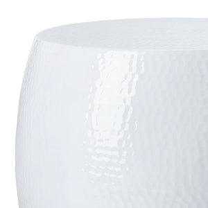 Safavieh Vanadium Round Hammered Stool – Modern Minimalist Accent Table For Stylish Living Spaces & Decor White FOX5504B