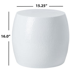 Safavieh Vanadium Round Hammered Stool – Modern Minimalist Accent Table For Stylish Living Spaces & Decor White FOX5504B