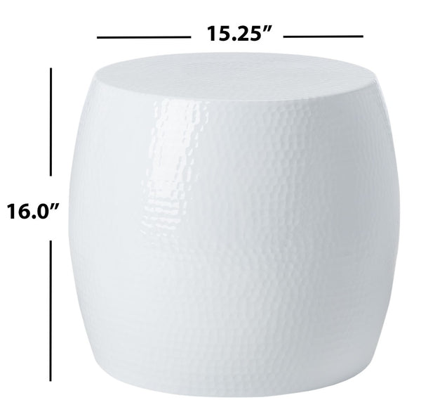 Safavieh Vanadium Round Hammered Stool – Modern Minimalist Accent Table For Stylish Living Spaces & Decor White FOX5504B