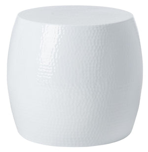 Safavieh Vanadium Round Hammered Stool – Modern Minimalist Accent Table For Stylish Living Spaces & Decor White FOX5504B