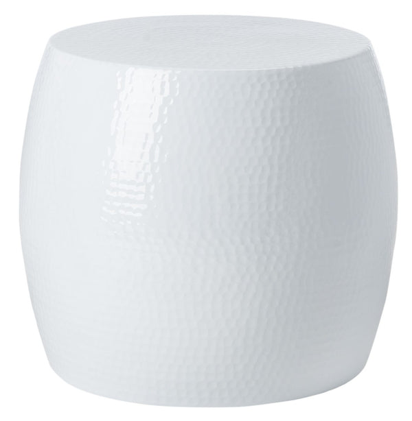 Safavieh Vanadium Round Hammered Stool – Modern Minimalist Accent Table For Stylish Living Spaces & Decor White FOX5504B