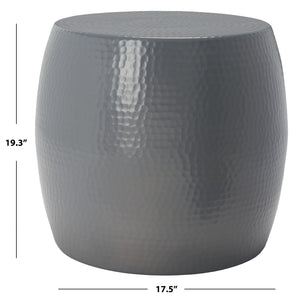 Safavieh Vanadium Round Hammered Stool – Modern Minimalist Accent Table For Stylish Living Spaces & Decor Dark Grey FOX5504C
