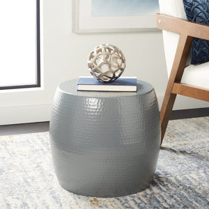 Safavieh Vanadium Round Hammered Stool – Modern Minimalist Accent Table For Stylish Living Spaces & Decor Dark Grey FOX5504C