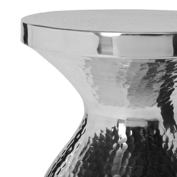 Safavieh Radium Sculptural Hammered Stool - Elegant Hourglass Accent For Modern And Traditional Spaces Silver FOX5505A
