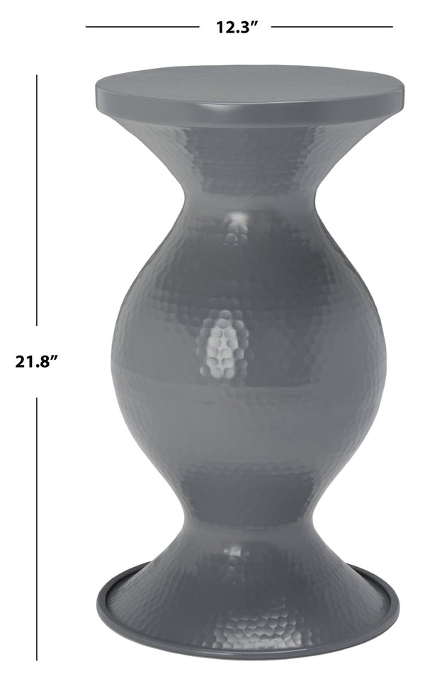 Safavieh Radium Sculptural Hammered Stool - Elegant Hourglass Accent For Modern And Traditional Spaces Dark Grey FOX5505C