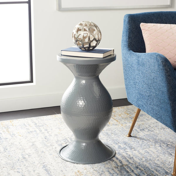 Safavieh Radium Sculptural Hammered Stool - Elegant Hourglass Accent For Modern And Traditional Spaces Dark Grey FOX5505C