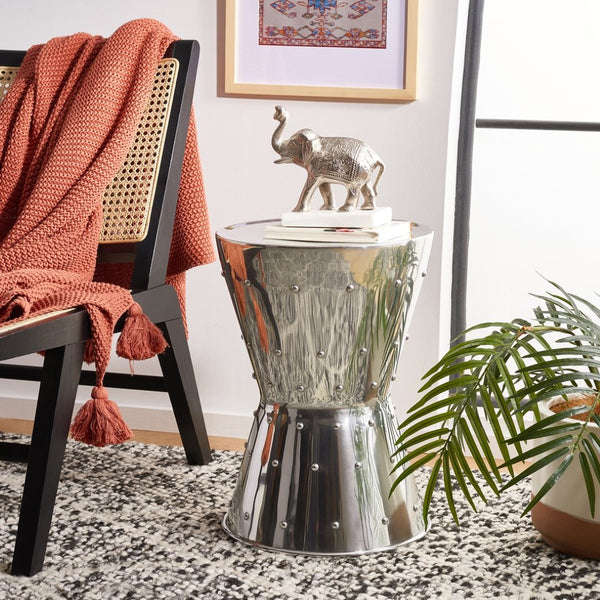 Safavieh Thorium Polished Aluminum Stool - Versatile Modern Accent Table For Indoor & Outdoor Spaces FOX5507A