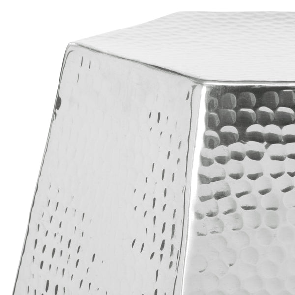 Safavieh Aidan Hammered Aluminum Stool - Modern Glam Accent Piece For Stylish Seating And Decor Versatility Silver FOX5509A