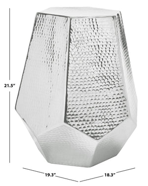 Safavieh Aidan Hammered Aluminum Stool - Modern Glam Accent Piece For Stylish Seating And Decor Versatility Silver FOX5509A