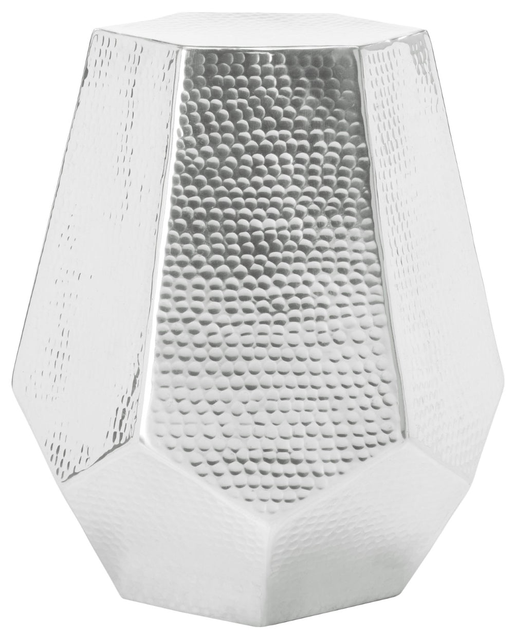 Safavieh Aidan Hammered Aluminum Stool - Modern Glam Accent Piece For Stylish Seating And Decor Versatility Silver FOX5509A